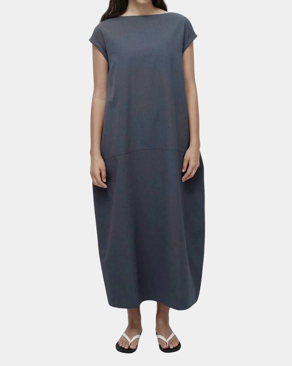 NEW MIJEONG PARK balloon midi dress in blue gray